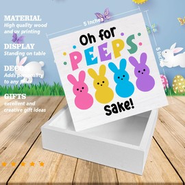 Easter Decor Rustic Oh for Peeps Sake Wooden Sign Easter Desk Decorations Home Shelf Decor 5 x 5 Inches