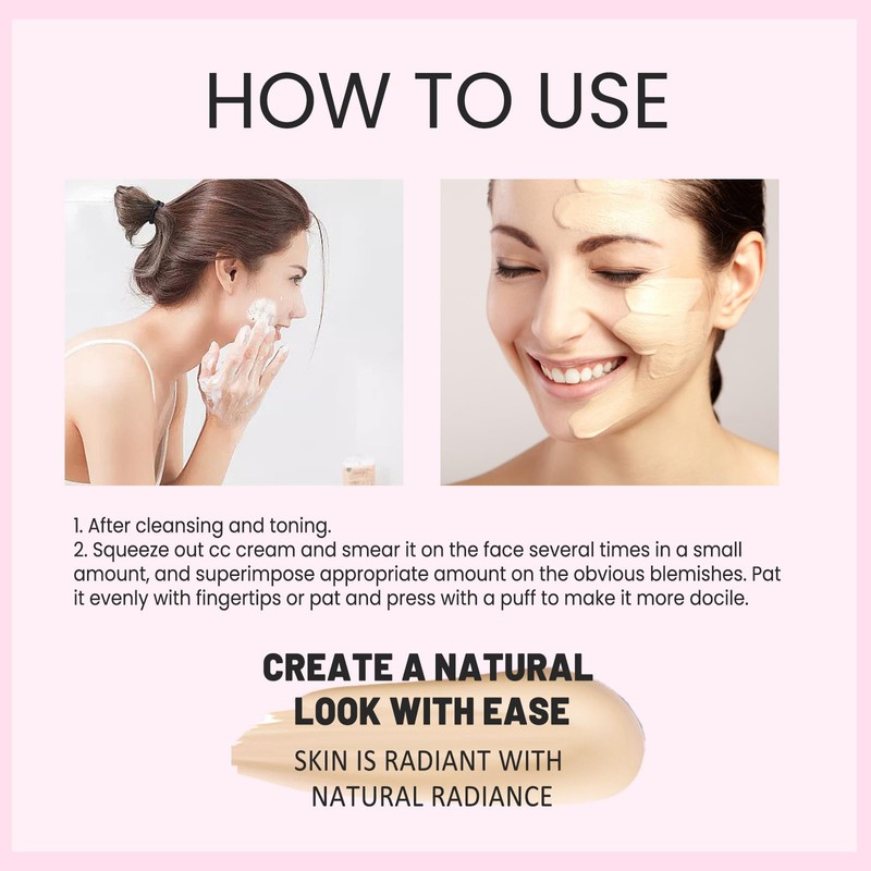 CC Cream Color Correcting, Sunscreen Concealer Wasserfest & Langlebig, Gesichts-Make-Up