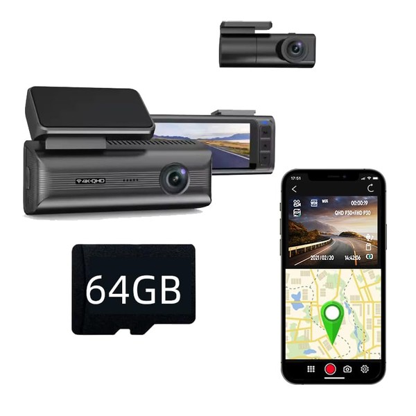 WDHOICAR Dash Cam Front Rear, 4K Full HD Dash Camera
