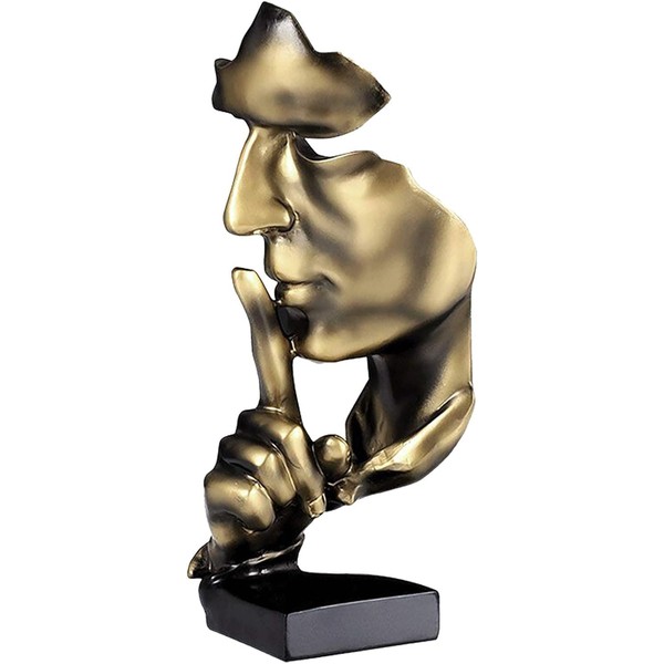 Thinker Statue, Silence is Gold Abstract Art Sculpture, Ponder Statue,