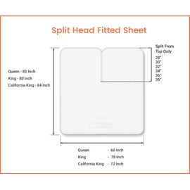 SGI bedding 32" King Split Top Flex Head Sheet 100% Egyptian Cotton Sheet Set - 600 Thread Count Flex Top Sheet Adjustable Bed - 4 Piece Sheet Set 18" Deep Pocket Sleep Number Bed - Ivory Solid