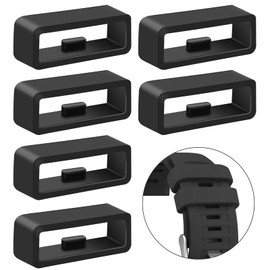 6-Pack Band keepers Compatible with Garmin Instinct/Instinct 2 Solar Watch Bands, 22mm Silicone Replacement Watch Band Loop/Holder/Retainer for Garmin Instinct Tactical/Solar/Tide/Esports (Black)