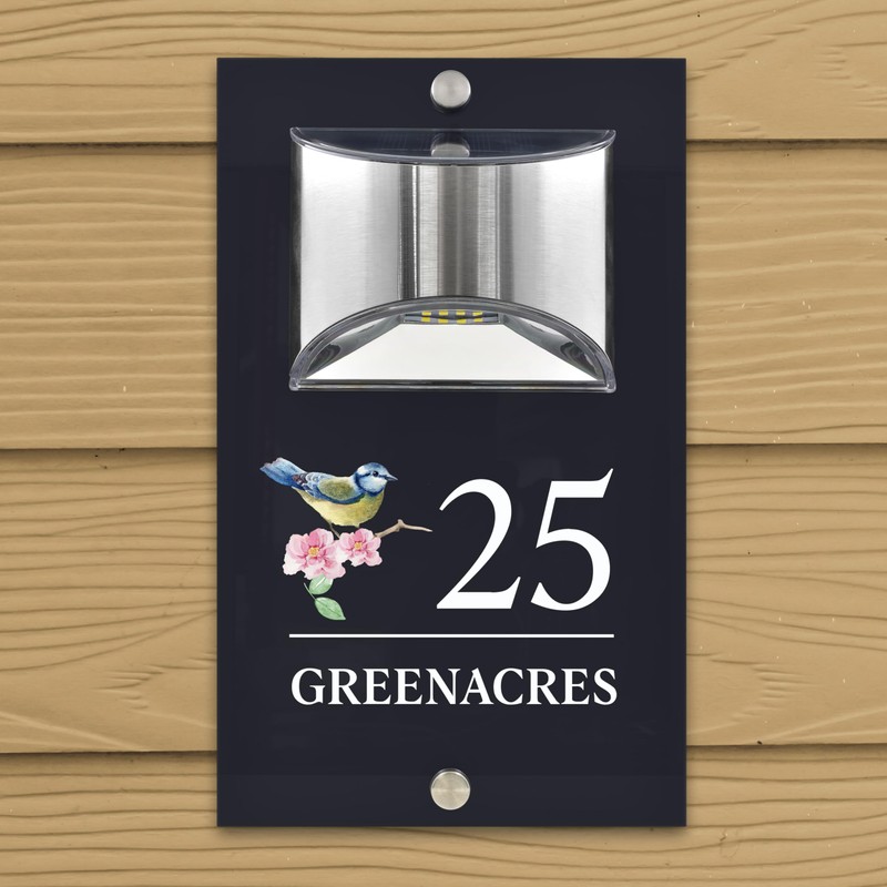 Custom Signs Solar Illuminated Modern Anthracite House Number Sign 24cm