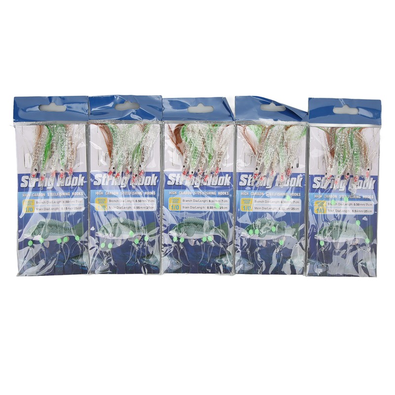 5 Set Octopus Simulation Fishing Rigs Luminous Fishing Lure Bait