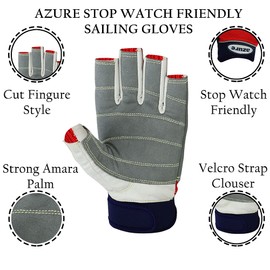 Azure sailing Gloves STOPWATCH FRIENDLY STRONG STITCHING-C/F=XS-XXL RED (2X-Large)