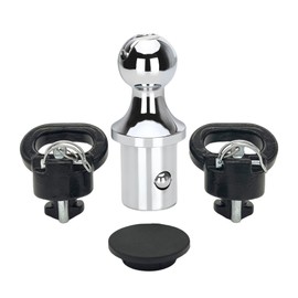 BouPower 60638 Puck System Gooseneck Hitch Ball Kit Compatible with Dodge Ram 2500 3500 2013-2024, 2-5/16 Inch Gooseneck Ball with 2 Gooseneck Safety Chain Anchors (38000 lbs GTW/ 9500 lbs VTW)