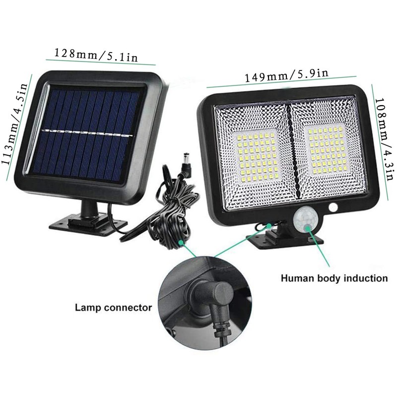 ISLSTCH Solar Flood Lights with 98 LEDs,Motion Detector,16.5ft Cable,IP65 Waterproof