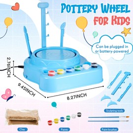 Wovnet Pottery Wheel for Kids Complete Pottery Kit for Beginners Complete Pottery Kit for Beginners with Sculpting Tools and Painting Kit Art and Crafts DIY Kits for Clay Maker Birthday Gifts (Blue)