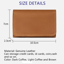 QAZSE Handmade Leather Credit Card Holder Mini Front Pocket Cardholder Small Business Card Travel Wallets for Men Dark Coffee Color
