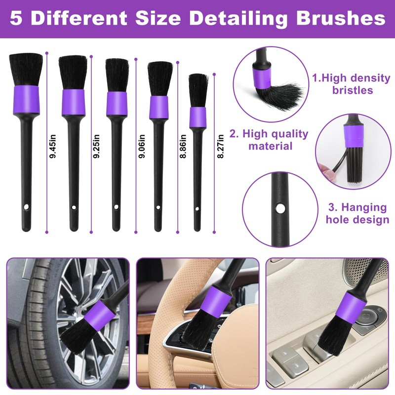 Viewsun Windshield Cleaner Tool, 17Pcs Purple Car Interior Cleaning Kit,