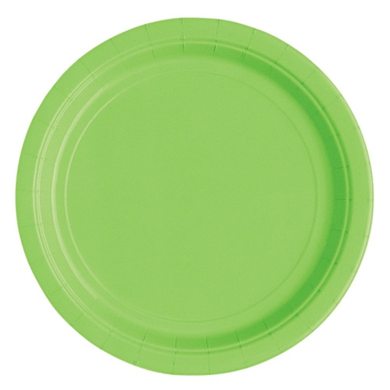 Lime Green Solid Round Dessert Paper Plates - 7" (Pack