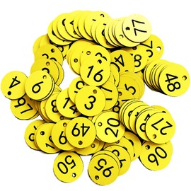 A'sTool Plastic Number Tag Number Tag Locker Cloak Deposit Number 1-100 (Yellow)