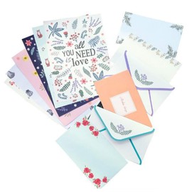 36pcs Writing Paper Envelope Letter Set, Lined Stationery Paper, with 12pcs Envelope + 24pcs Writing Stationery Paper, Animal Floral Design Writing Letter Paper, Random Style