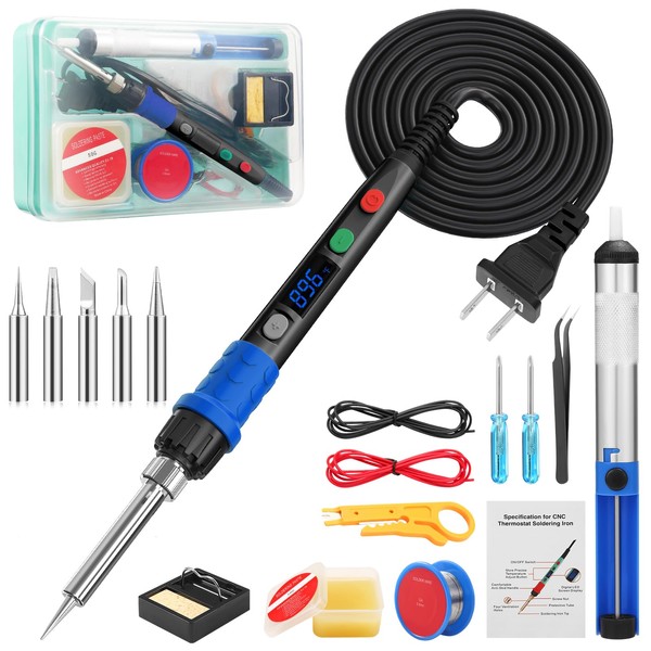 Q-MING Soldering Iron Kit, 90W LED Digital Soldering Gun kit