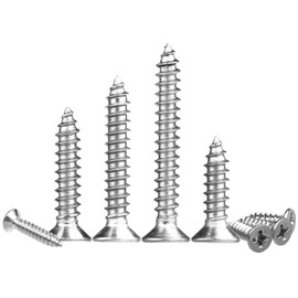 350Pcs Cross Head Countersunk Self Tapping Screws Sliver 304 Stainless Steel Assorted Sizes Metal Screws Assortment with 1Pc Wrench M2 M3 M4