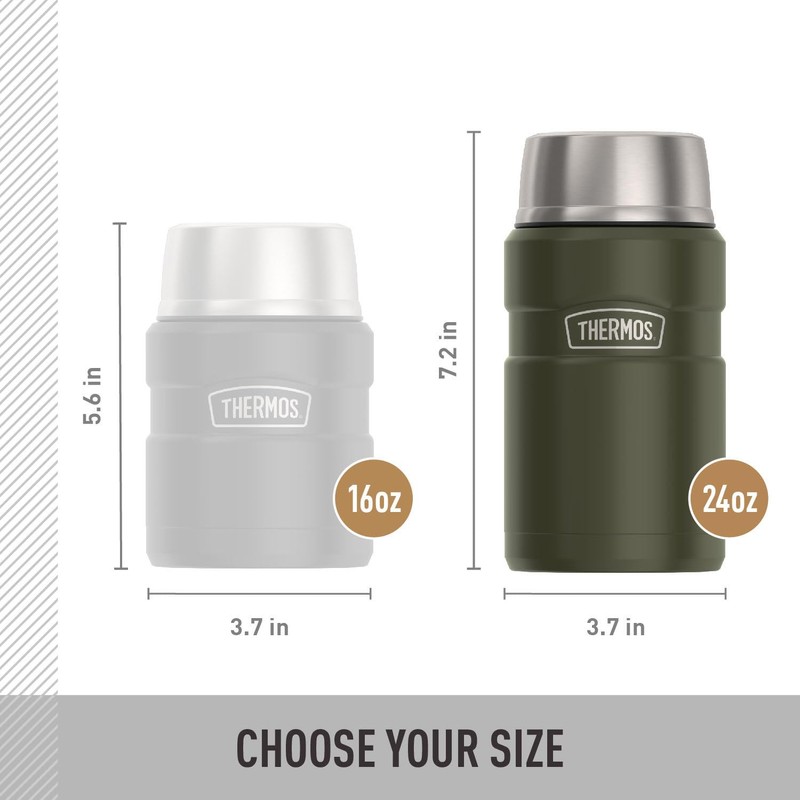 THERMOS Stainless King Vacuum-Insulated Food Jar, 24 Ounce, Army Green