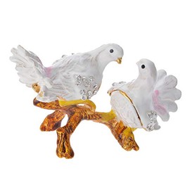 FZJ Hinged Trinket Box Dove Shaped Figurine for Home Decoration Bird Lover Gift