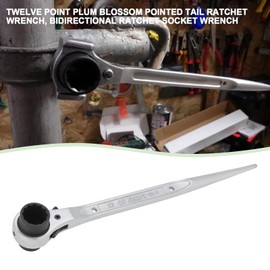 The Lord of the Tools 19 mm x 22 mm Chrome Vanadium Steel Ratchet Wrench 12 Point Scaffolding Wrench with Double Head and Tapered End for Construction, Garage and DIY Projects
