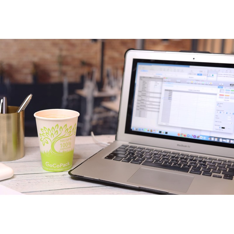 Compostable Paper Cups: Pack of 50-8oz (227ml) or 12oz (340ml)