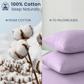 LINENOVA 100% Luxury Cotton European Pillowcases(Set of 2),Super Soft and Breathable Envelope Closure Pillow Cases - 65x65cm - Lavender