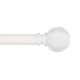 Exclusive Home Curtains Acanthus 1" Window Curtain Rod and Finial Set, Adjustable 36"-72", Off White