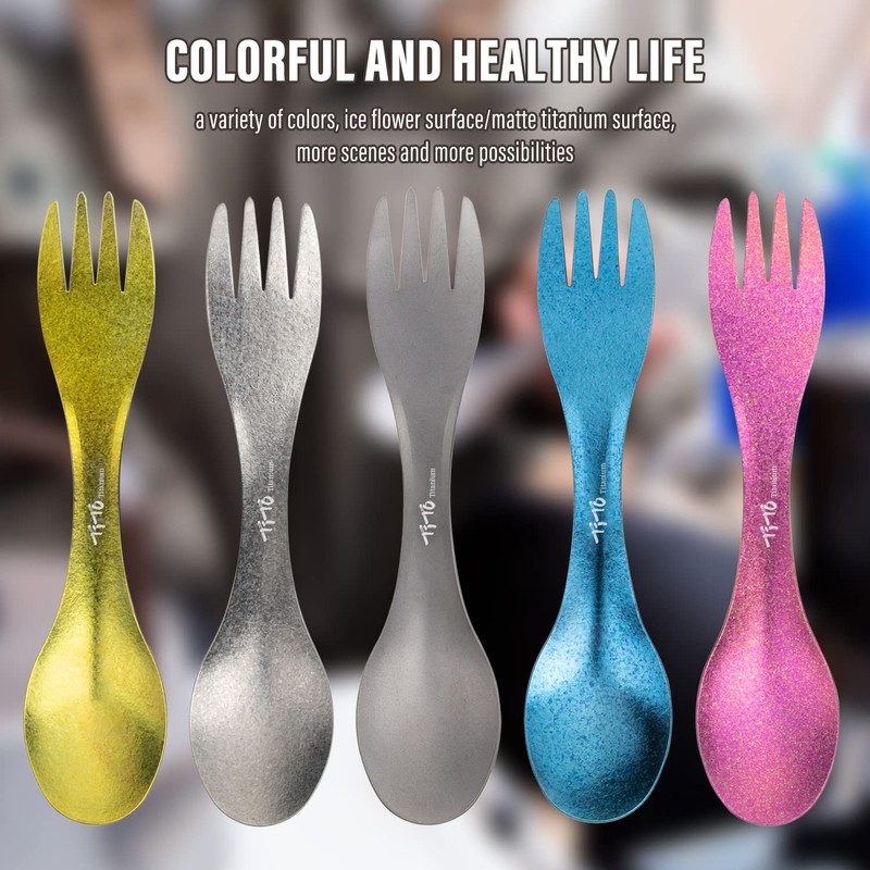 TiTo Titanium Spork 2-in-1 Ultralight Spoon Fork Harness for Outdoor