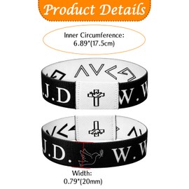 Flongo WWJD Armband mit NFC-Chip für Herren: Kreuz Friedenstaube Täglicher Bibelvers Armkette Elastisches Christliches Armreif für Männer und Frauen Jesus Religiöses Geschenk für Christian