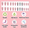 ANDGING Pink Press on Nails Coffin Short Medium Fantasy Square