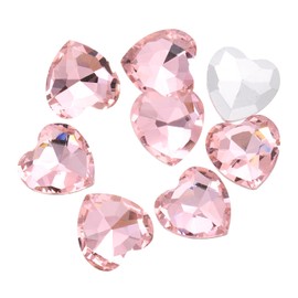 sourcing map 8Pcs Heart Rhinestones, 27mm Pointed Back Heart Glass Rhinestone Gems Crystal for Jewelry Making Costume DIY Crafts, Pink
