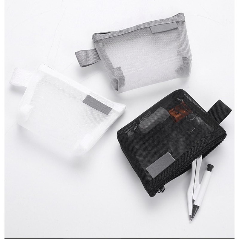 Natiform Mesh Makeup Pouch, Cute, 3 Pieces, Cosmetic Pouch, Makeup