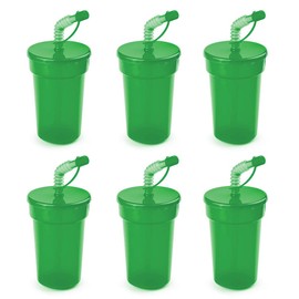 eBuyGB 14oz Tumbler Smoothie Lid & Straw Milkshake Slushie Beaker Water Bottle Travel Cup, Polypropylene, 400 milliliters, Green