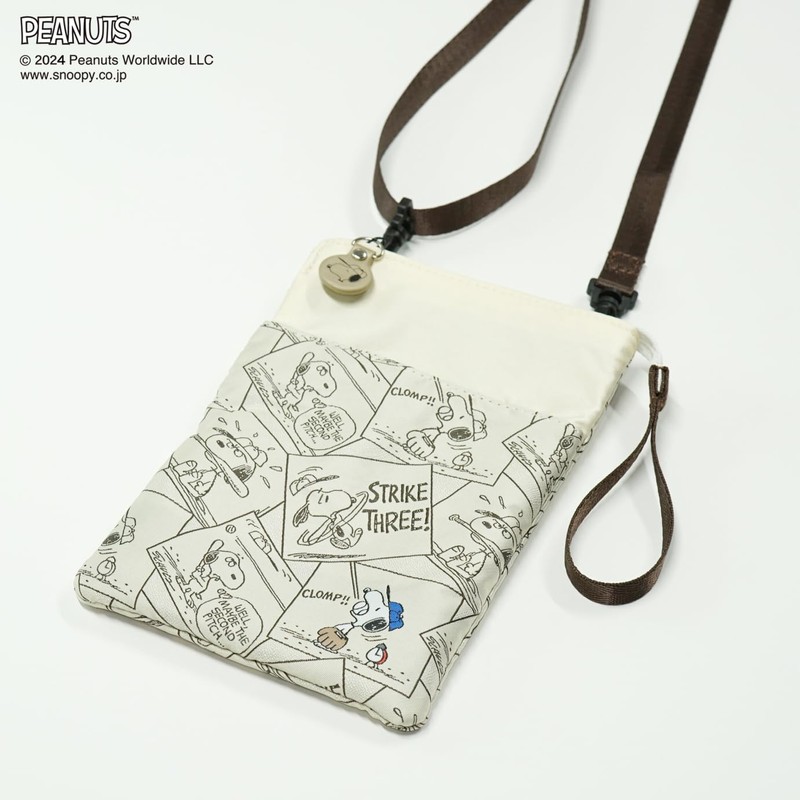 Peanuts PND49301H Cream Sacoche Base Ball Pattern Off White