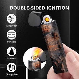 BABOBIU Electric Lighter Rechargeable Lighter Portable Windproof Lighter Flameless Mini Lighter with Double-Sided Ignition Plasma Lighter for Candle, Tealight, Firework (Mars)