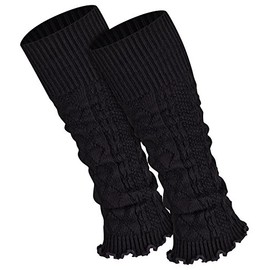 Piarini ® Women's Knit Leg Warmers plain fashionable colour Leg Warmers One Size - Black - One Size