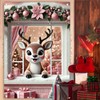 Saoplasa Christmas Party Banner 47x31 Inch Reindeer Window Cover Holiday