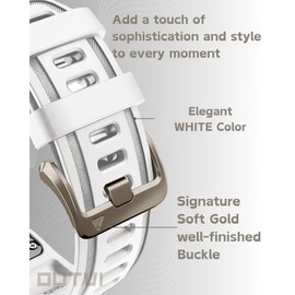 OUTVI 20mm Quick Fit Watch Band for Garmin fenix 5s 6s 7s pro solar silicone 20 bands replacements with light gold buckle for garmin epix pro gen 2 42mm Descent Mk2s/3/3i Short for Women White