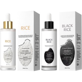 Ampolla De Arroz Luminoso Exfoliante De Arroz Blanco+Arroz Negro Exfoliante Suave Para Rostro Y Cuerpo Peeling Suave Eliminador De Células Muertas Y Puntos Negros Para Todo Tipo De Pieles 80 Ml