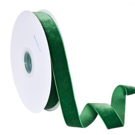 YAMA Green Velvet Ribbon, 1 Inch x 15 Yard Single Face Velvet Ribbon for Choker, Hair Accessories, Wreaths, Bouquets, Gift Wrapping, DIY Craft
