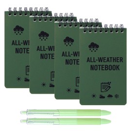 4 Pieces Notebooks and 2 Pieces Click Gel Pens, Waterproof Notebooks, Portable Notebooks, Mini Notebooks, Study and Office Supplies