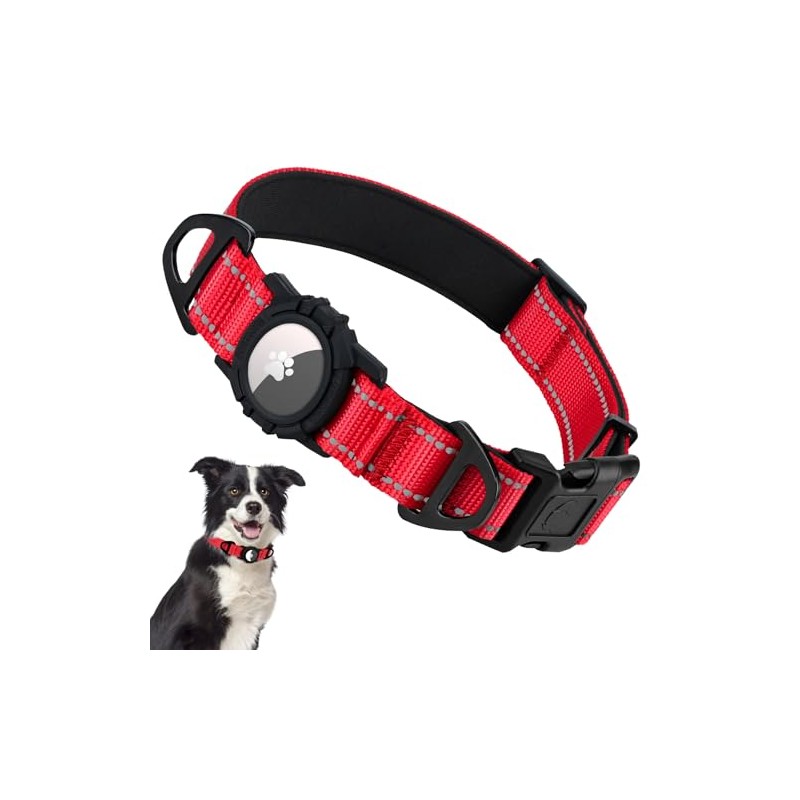 Taglory Collar Reflectante Airtag para Perros con Soporte Airtag, Anillas