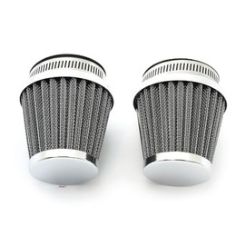 SET of 2 Chrome Pod Filters - 52mm - Fits Honda Kawasaki Suzuki Yamaha