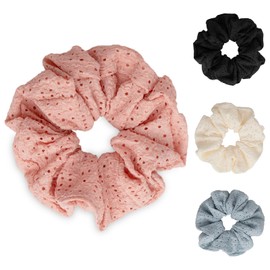 SXQLYH 4 Stück Haargummi Scrunchie Stoff Elastics, Hair Bobbles Haargummi Dickes Weiches Bequemes Zopfgummi, Scrunchies Pferdeschwanz Halter Bobble für Damen Dickes Langes Haar