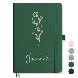 AUTEMPO A5 Notebook Journal Lined, Hardcover Note Book Leather Journals for Women, 192 Numbered Pages for Writing, 100gsm Lined Paper, for Men Work Office School,14.5 x 21cm, Green