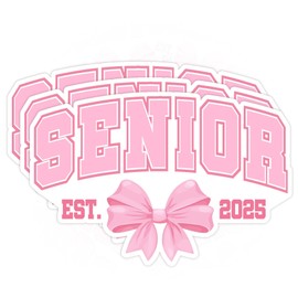 Set 3PCS 2 Inches - Senior 2025 Sticker Coquette Pink Bow Senior Class of 2025 Graduation Gift High School 2" Waterproof Vinyl Decal for Water Bottles, Tumblers, Laptop, Kindle, Helmet
