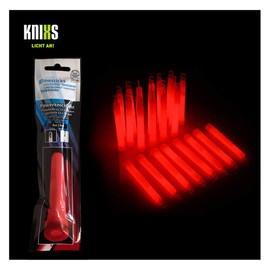 Knixs 15 Glow Sticks, Professional Quality, German Test Mark: 1.4 / 150 x 15 mm, 6-Colour Mix or Plain Bright, For Party, Festival, Outdoor or Emergency Light, red
