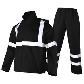 Hi Vis Reflective Safety Rain Jacket and Pants for Men 300D Oxford Waterproof Rain Gears Construction Work Jacket