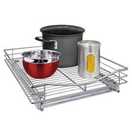 LYNK PROFESSIONAL® Pull Out Cabinet Organizer, 17" x 18" Slide Out Drawers for Kitchen Cabinets - Sliding Pull-Out Pantry Shelves – Home Shelf Organizers - Lifetime Ltd. Warranty, Chrome