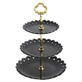 Wagoodter 3-Tier Dessert Stand Cupcake Stand Fruit Candy Display Table Stand for Wedding Home Birthday Tea Party Decoration (Black)