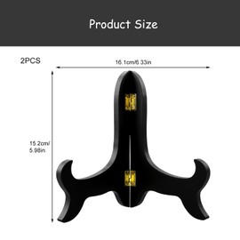 Rumyve 2pcs Wooden Panel Stand,Vintage Wooden Display Stand,Wooden Folding Display Stand Black Decorative Picture Frame for Home Decor, Picture Frame,Easel,Artwork (6 Inch )