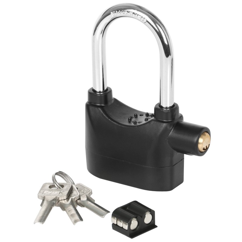 TRIXES 110db Alarmed Heavy Duty Weatherproof Long Shackle Padlock